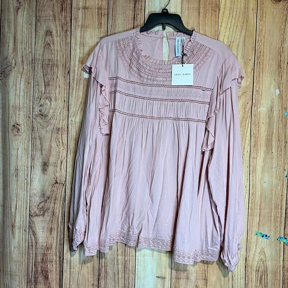 grace & karma Tops - Grace & Karma Light Pink Women's Blouse
